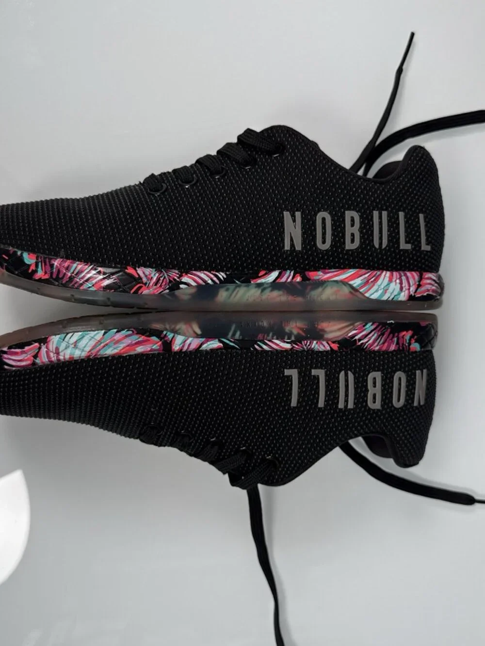 NOBULL Trainer Floral Outsole Sneakers Size M7 W8.5 Black Training Shoes